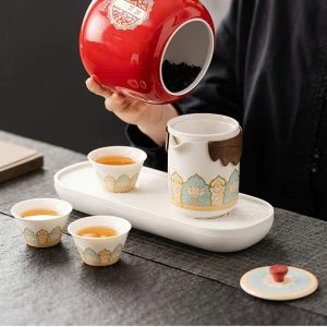 Bộ cốc chén sứ pha trà tiện lợi